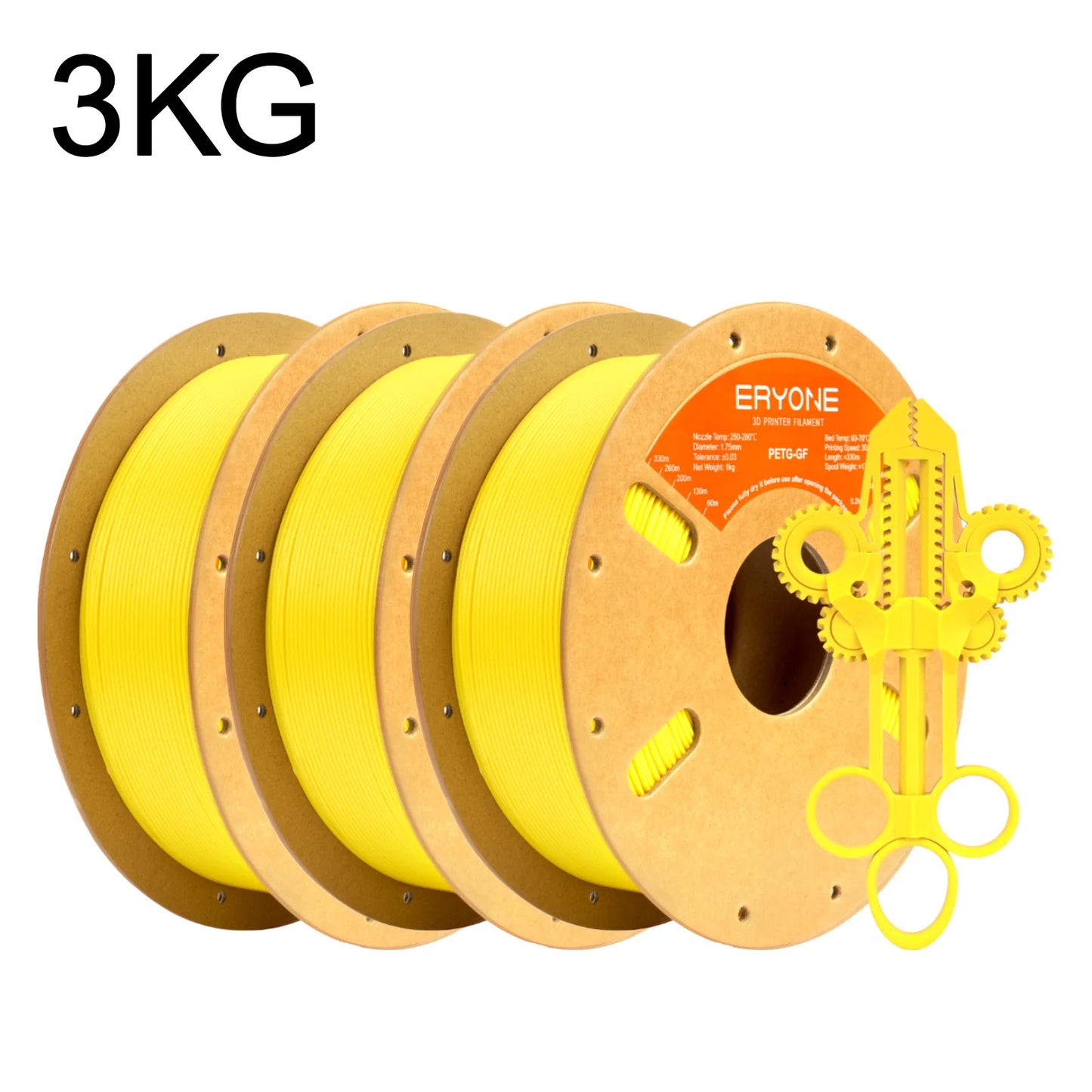 Eryone 3KG PETG Carbon Fiber Filament 1.75mm, 15% CF High Rigidity 3D Printer Filament, +/-0.03mm Value Pack