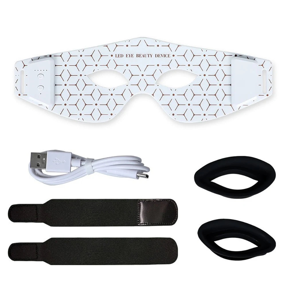 LED Red Infrared Light Eye Mask 630nm 850nm Red Light Therapy with 5 Modes Adjust Massage for Relieve Eye Bag Dark Circle Tool