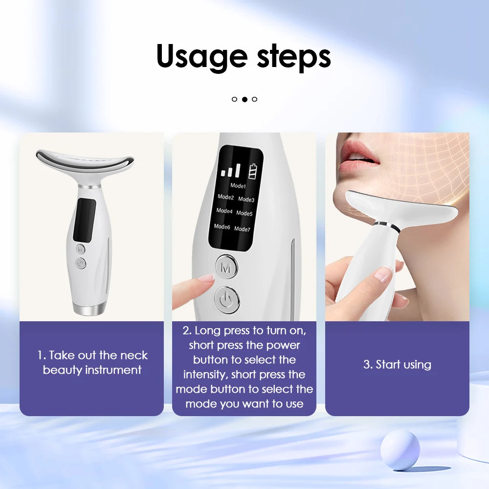 7 Modes 3 Levels Neck Face Beauty Device Vibration Massage Personal Care Tools Improve Neck Lines Home Use Face Lifting Machine