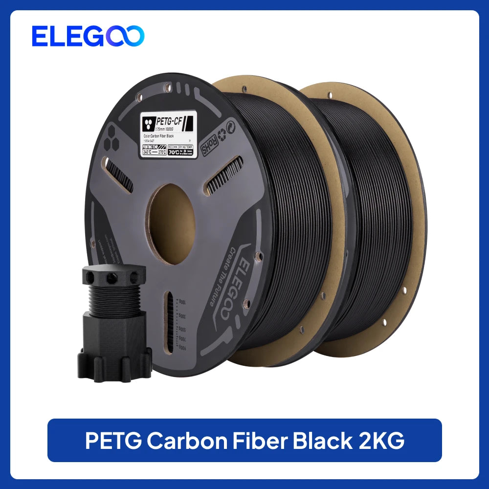  ELEGOO PETG-CF Carbon Fiber PETG Filament 1.75 mm Gray 1KG, High Strength & Rigidity 3D Printing Filament,Fits for Most FDM