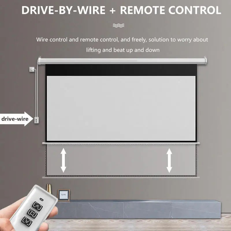 Projection Screen,Motorized,Projector Screen,200 Inch 16:9,Roll Up Screen,Remote Control Indoor Home Theater HD Movie Projection