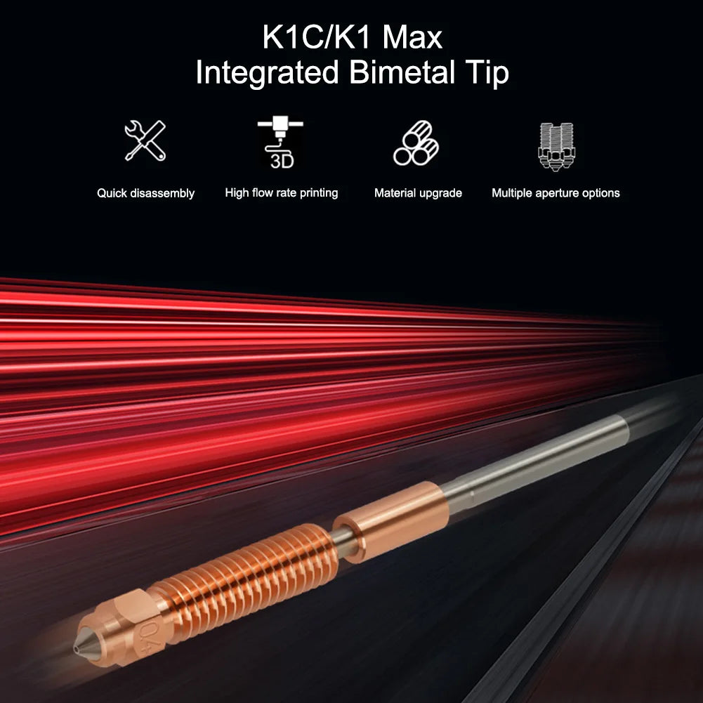 K1C Nozzle Unicorn Quick-Swap Ender 3 V3 Nozzle For Creality K1C/Ender 3 V3/Ender 3 V3 K1C K1 Max 3D Printer 0.2/0.4/0.6/0.8/1mm