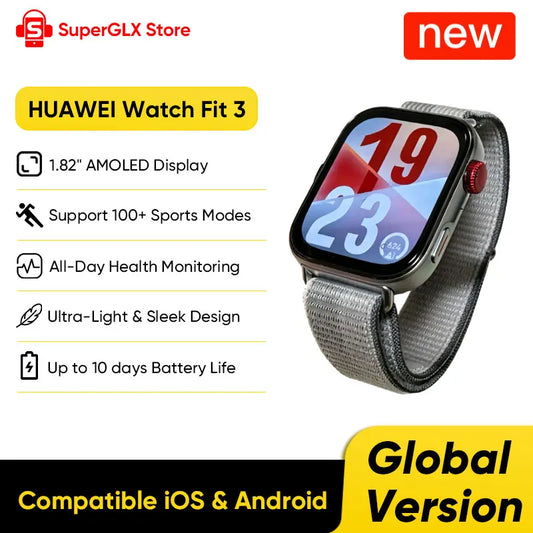 【US Express】HUAWEI Watch Fit 3 Smartwatch 1.82'' AMOLED Display Ultra Slim Design Upgraded Health Management 10Days Battery Life