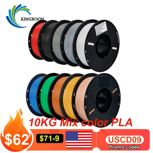 10KG/22LBS Multicolor PLA Filament 1KG/Roll 1.75mm For 3D Printer Material for 3D Printing 3D Printer Filament Free Shipping