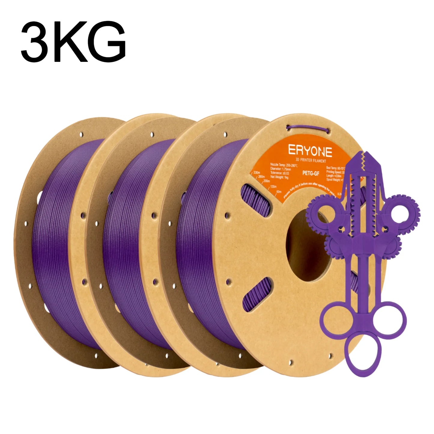 Eryone 3KG PETG Carbon Fiber Filament 1.75mm, 15% CF High Rigidity 3D Printer Filament, +/-0.03mm Value Pack