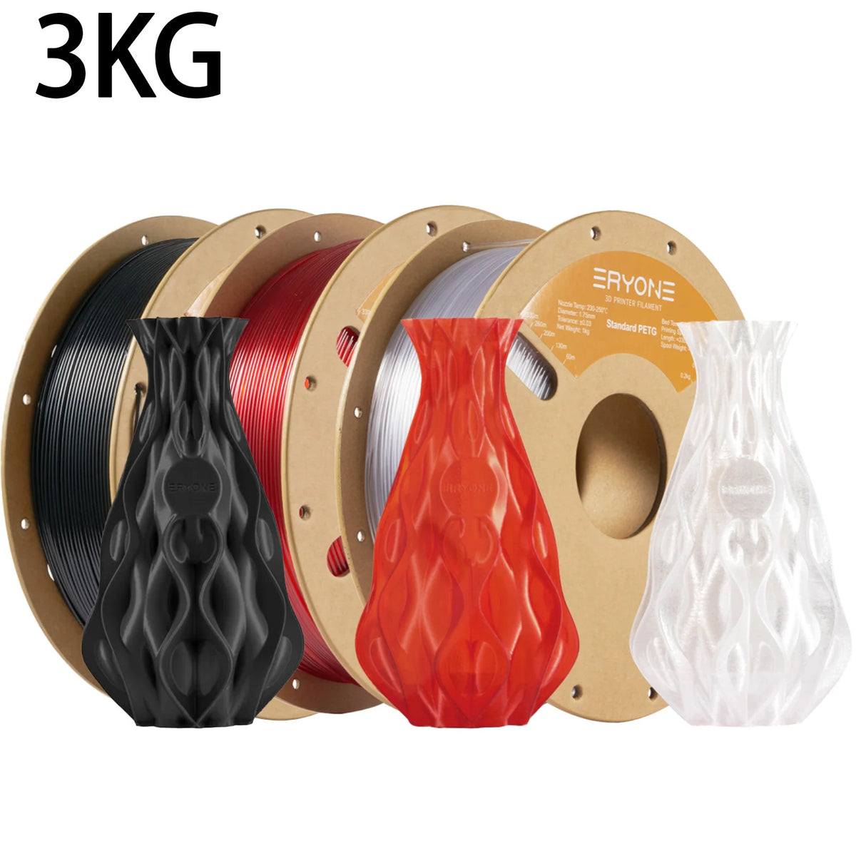 ERYONE 3/5/10KG Standard PETG Filament 1.75mm 3D Print,Multicolor Available,petg filament,3D Filament Wholesal ,1KG/Spool