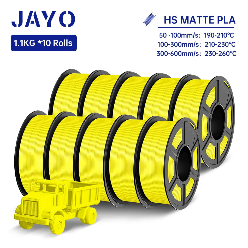 JAYO PLA Classic 3D Printer Filament 1.75mm High Speed Matte PLA 3D Filament 10Rolls/set Neatly Wound Matte Effect 1.1KG/Roll