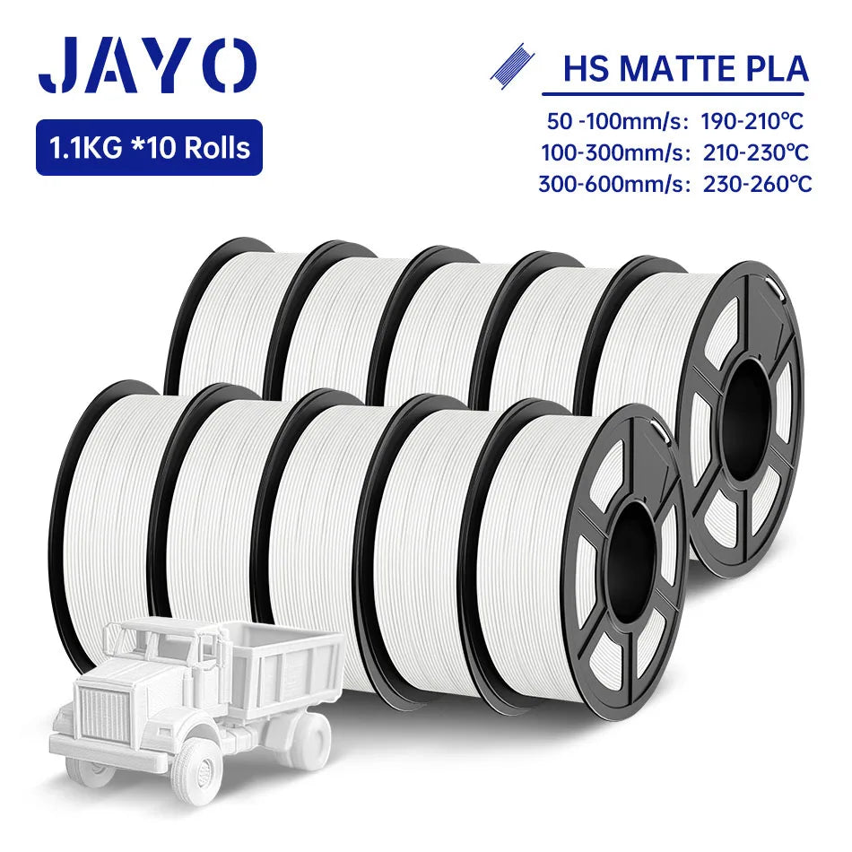 JAYO PLA Classic 3D Printer Filament 1.75mm High Speed Matte PLA 3D Filament 10Rolls/set Neatly Wound Matte Effect 1.1KG/Roll