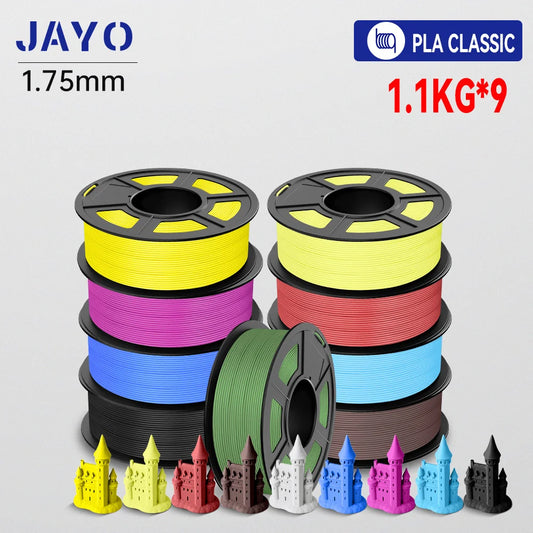 JAYO 9/10 Rolls 3D PETG/PLA/PLA PLUS Printer Filament 1.75mm 100% No Bubble Non-Toxic 3D Printing Materials for 3D Printer& Pen