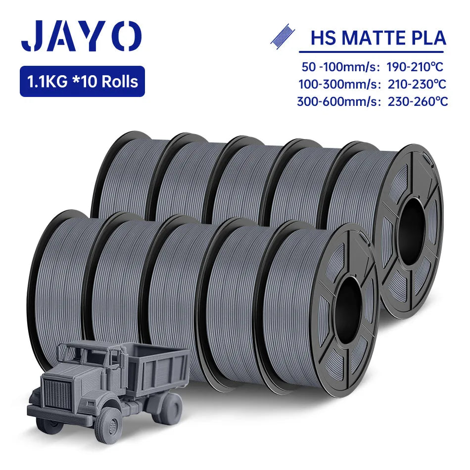 JAYO PLA Classic 3D Printer Filament 1.75mm High Speed Matte PLA 3D Filament 10Rolls/set Neatly Wound Matte Effect 1.1KG/Roll