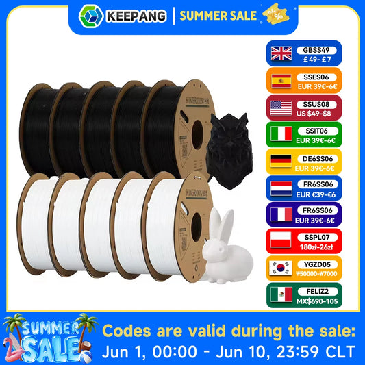 KINGROON PLA Filament 1.75mm 3D Printer Filament 5/10Rolls 3D Printing Plastic Material 100% No Bubble for FDM 3D Printer MIX