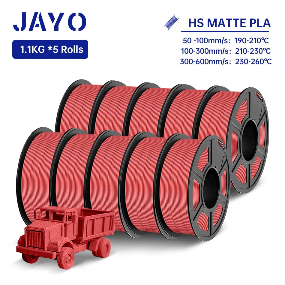 JAYO PLA Classic 3D Printer Filament 1.75mm High Speed Matte PLA 3D Filament 10Rolls/set Neatly Wound Matte Effect 1.1KG/Roll