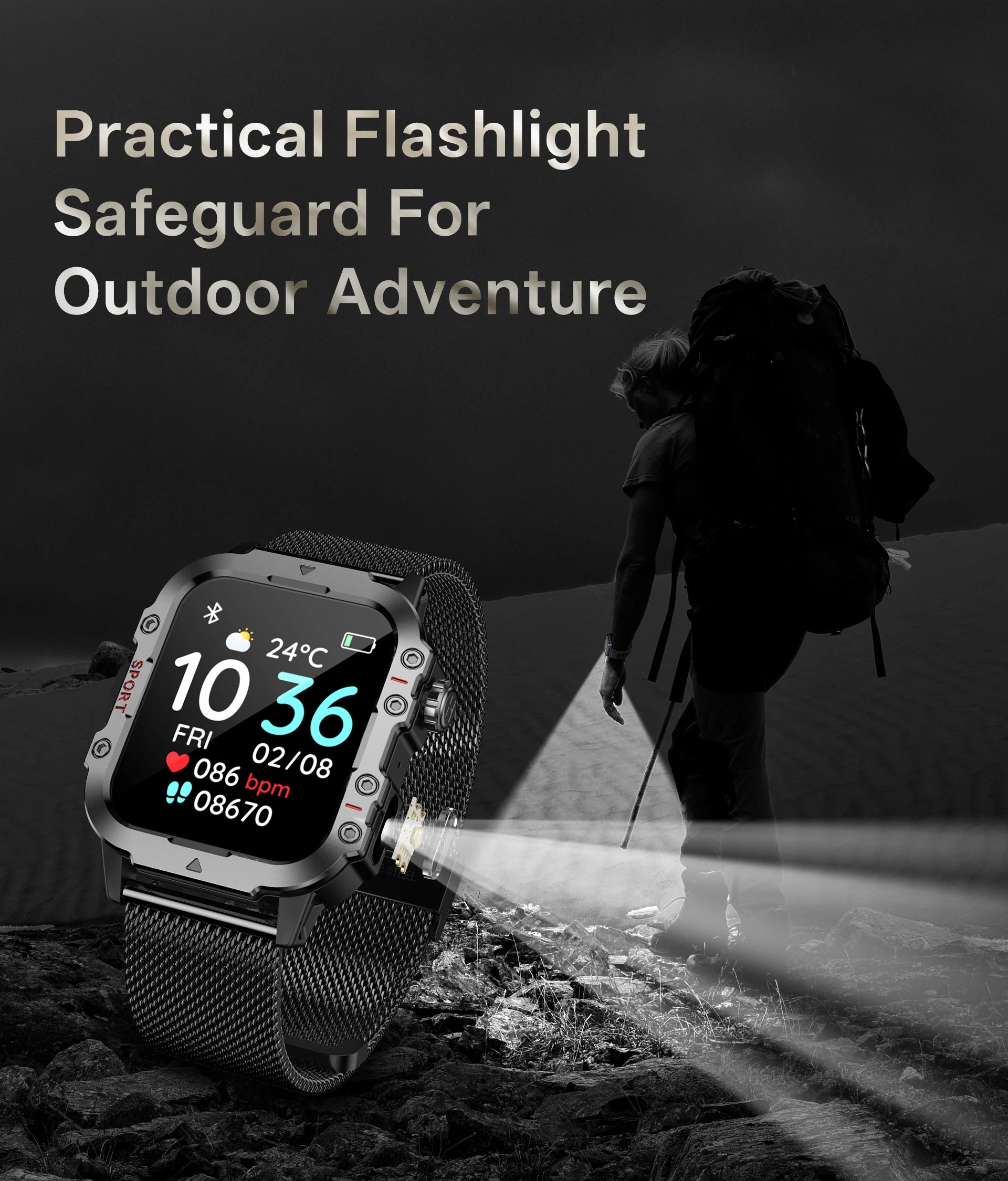 2026 New Military Smart Watch Men IP67 3ATM Outdoor Sports Fitness Tra ...