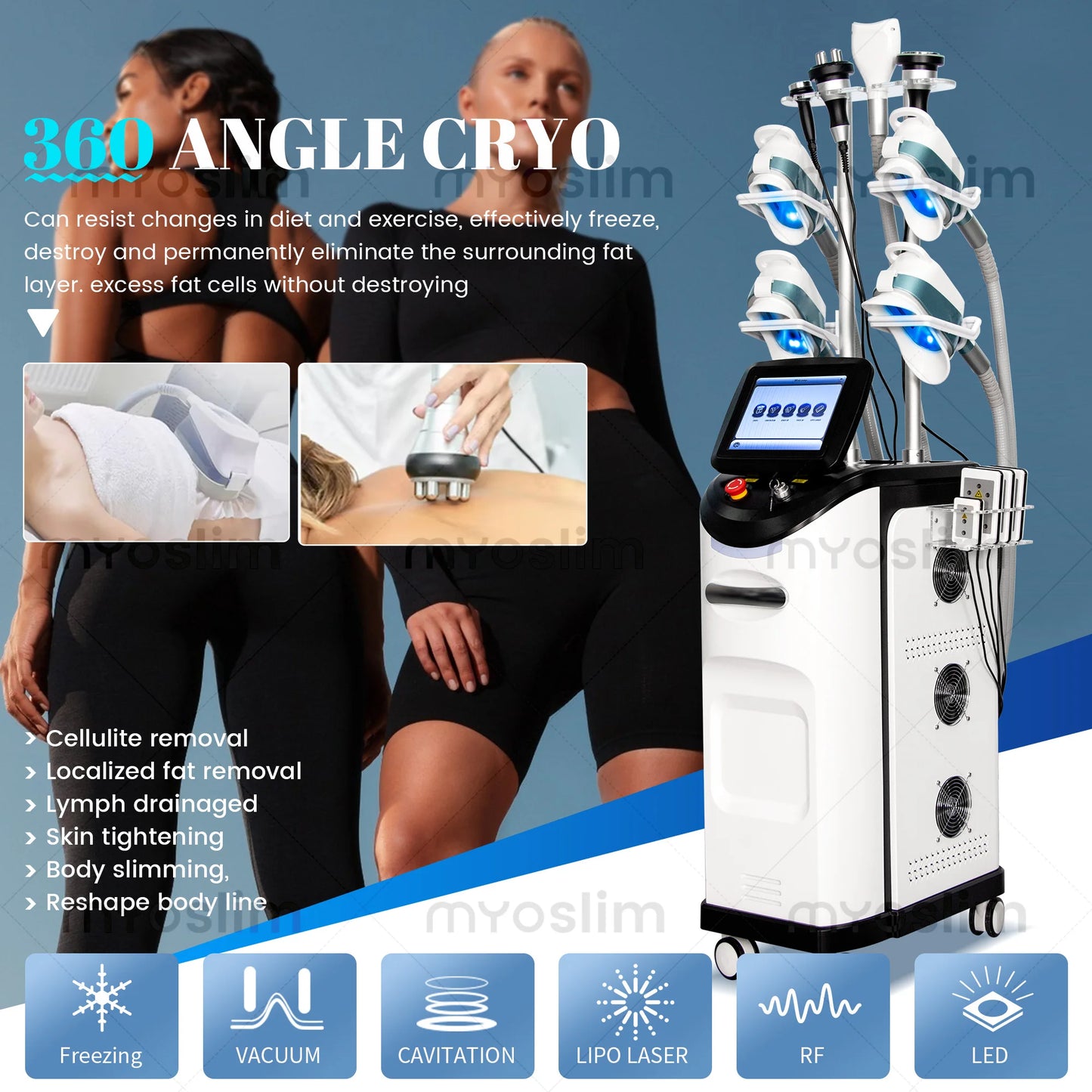 360° Cooling Sculpting Body Slimming For Effective Weight Loss Fat Freezing Cellulite Removal With Vacuum Cavitation System