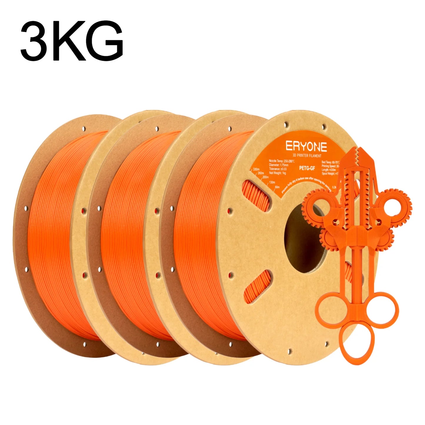 Eryone 3KG PETG Carbon Fiber Filament 1.75mm, 15% CF High Rigidity 3D Printer Filament, +/-0.03mm Value Pack