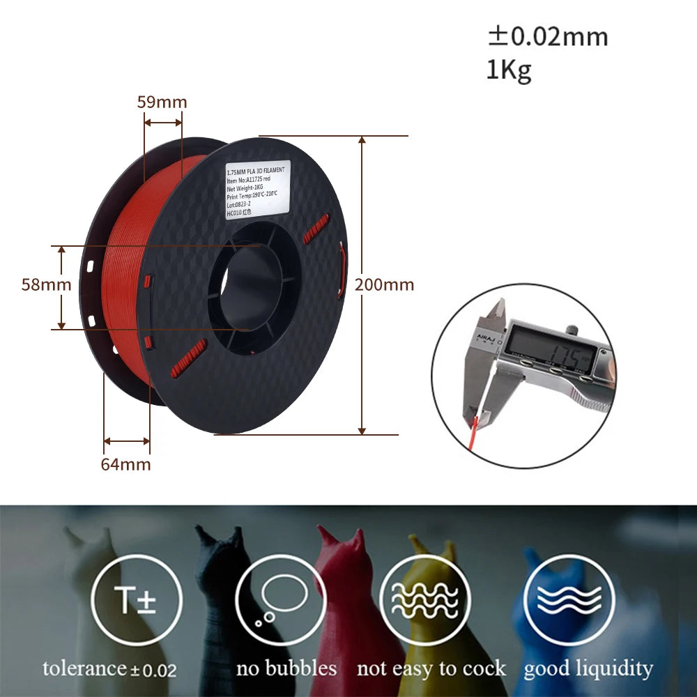 5KG Mix Colors PLA filament 1kg 1 75mm For 3D Printer PLA Material for 3D Printing filamento pla 3D Printer Filament