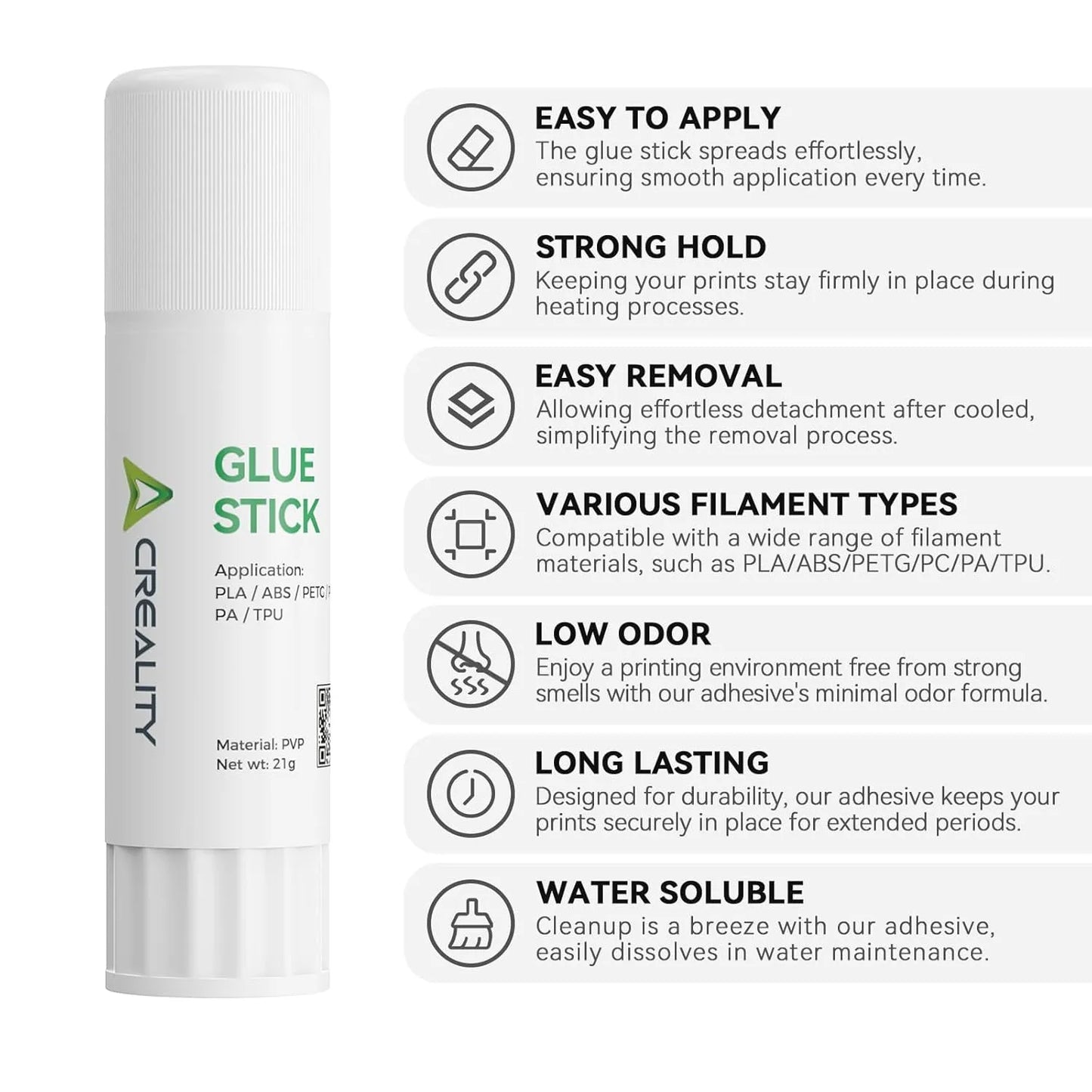 Creality 3D Printer Glue Sticks for Hot Bed Warping Reducing White