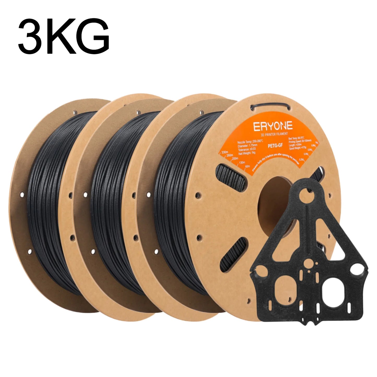 Eryone 3KG PETG Carbon Fiber Filament 1.75mm, 15% CF High Rigidity 3D Printer Filament, +/-0.03mm Value Pack