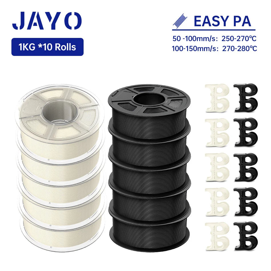 JAYO Easy PA Nylon 3D Filament 1KG 3D Printer Filament Fit Most FDM Printer Polyamide (PA) Nylon Filament Warp-Free Printing