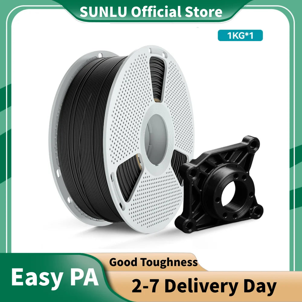 SUNLU 1.75mm Easy PA 3D Printer Filament 1KG/350M, High Strength, No Warp/Crack, ±0.03mm, 100% Filament Lines Up Neatly From EU