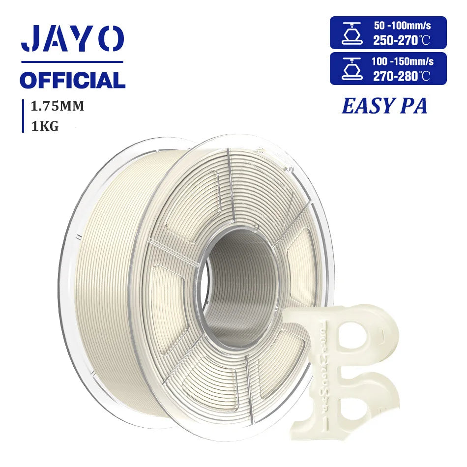 JAYO Easy PA Nylon 3D Filament 1KG 3D Printer Filament Fit Most FDM Printer Polyamide (PA) Nylon Filament Warp-Free Printing