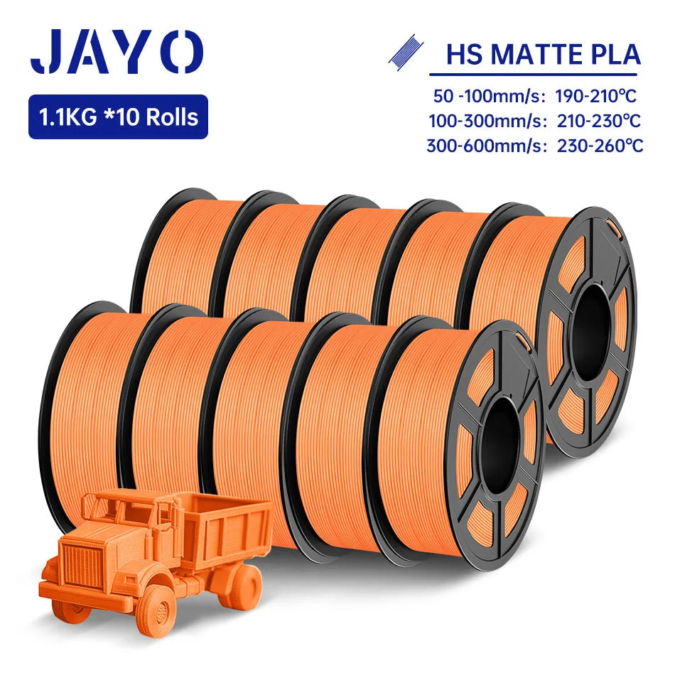 JAYO PLA Classic 3D Printer Filament 1.75mm High Speed Matte PLA 3D Filament 10Rolls/set Neatly Wound Matte Effect 1.1KG/Roll