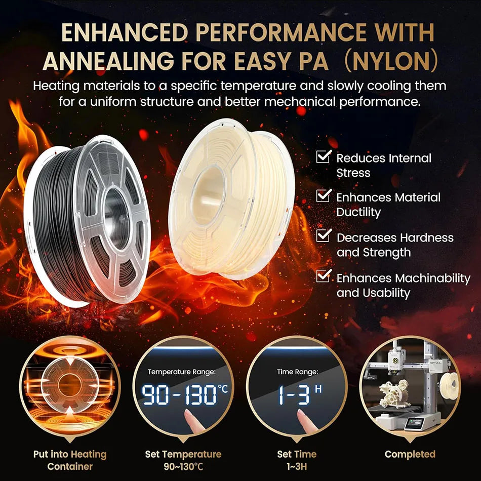 JAYO Easy PA Nylon 3D Filament 1KG 3D Printer Filament Fit Most FDM Printer Polyamide (PA) Nylon Filament Warp-Free Printing