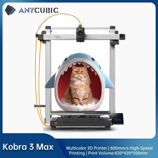 ANYCUBIC Kobra 3 Max 3D Printer Up to 600mm/s Printing Speed, Dual Gear Direct Extruder, Build Volume 420*420*500mm