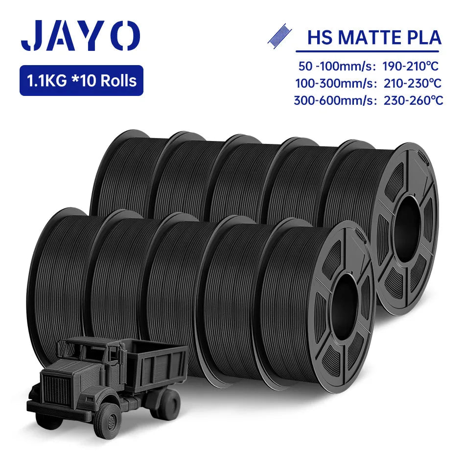JAYO PLA Classic 3D Printer Filament 1.75mm High Speed Matte PLA 3D Filament 10Rolls/set Neatly Wound Matte Effect 1.1KG/Roll
