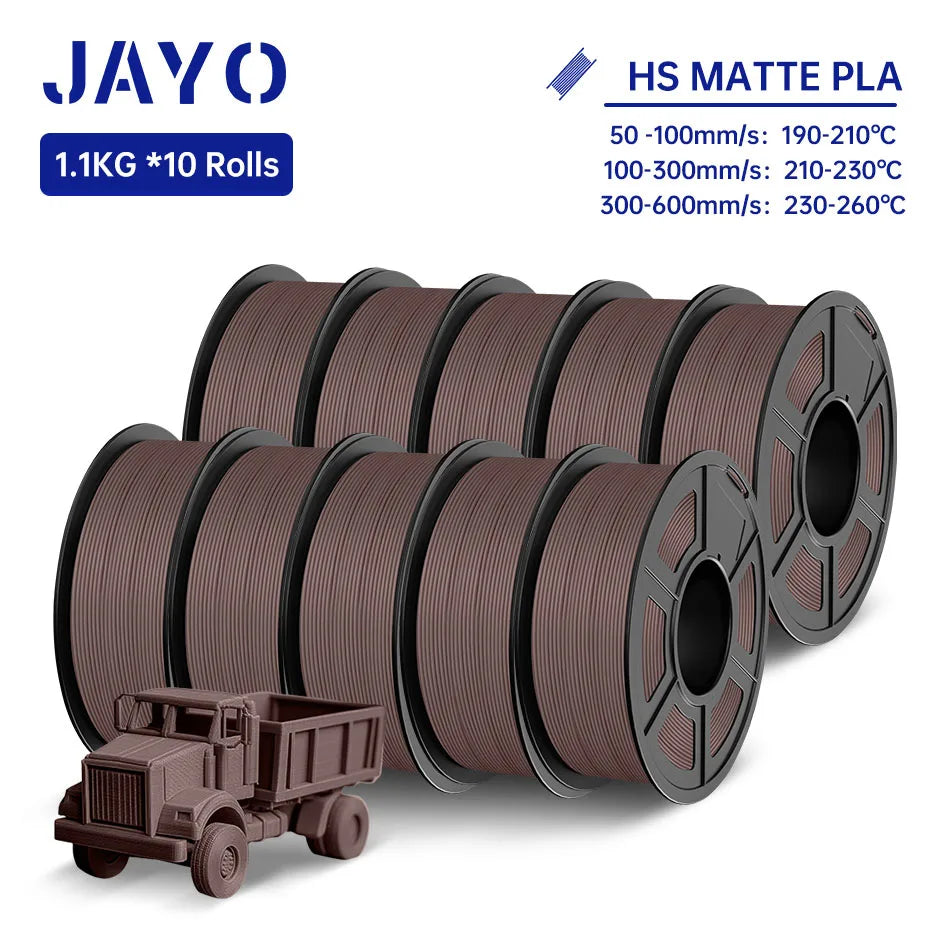 JAYO PLA Classic 3D Printer Filament 1.75mm High Speed Matte PLA 3D Filament 10Rolls/set Neatly Wound Matte Effect 1.1KG/Roll