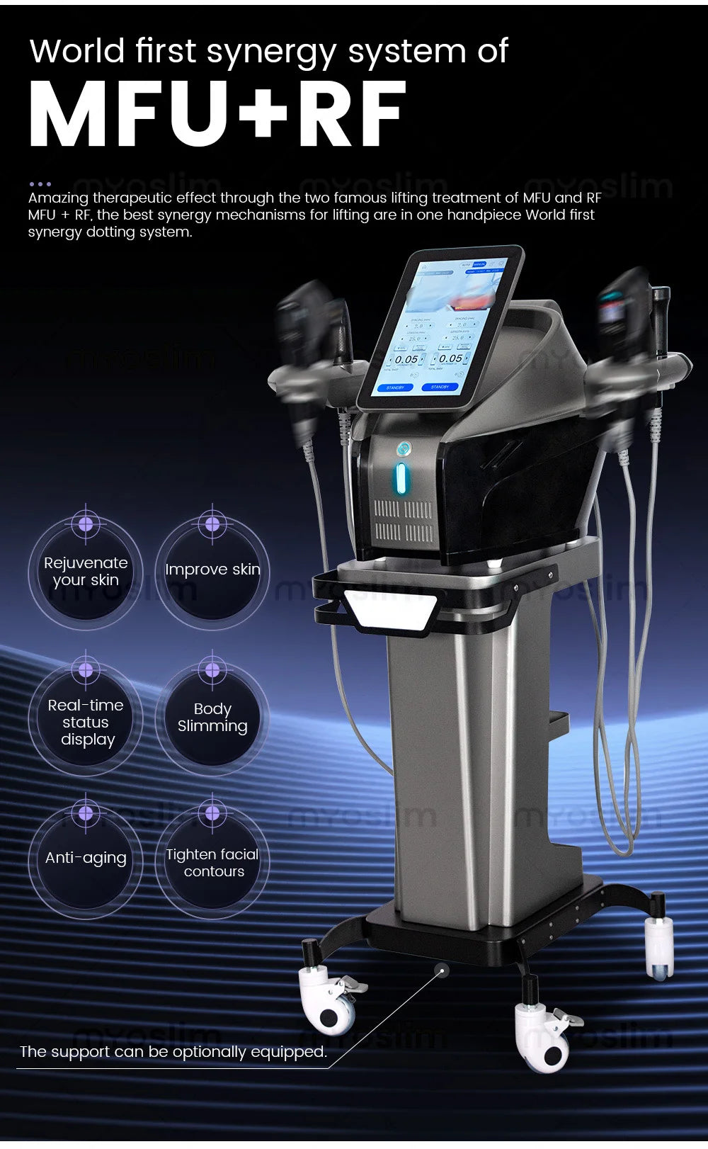 Black Gold 4 in 1 Ultrasounc RF Beauty Device for Facial Laxity Lines Removal Skin Rejuvenation Fat Melting Equipment