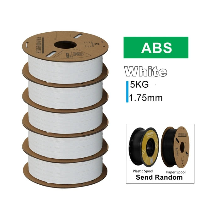 KINGROON 3D Printer Filament PLA PETG TPU ABS 5KG Bundle Black White Gray 1.75mm No bubbles Plastic 5x1kg/Roll , Random Spool