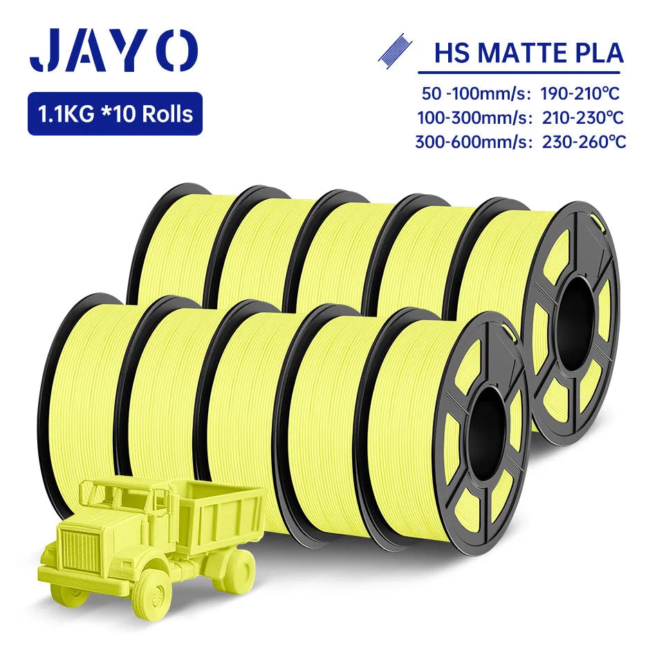 JAYO PLA Classic 3D Printer Filament 1.75mm High Speed Matte PLA 3D Filament 10Rolls/set Neatly Wound Matte Effect 1.1KG/Roll