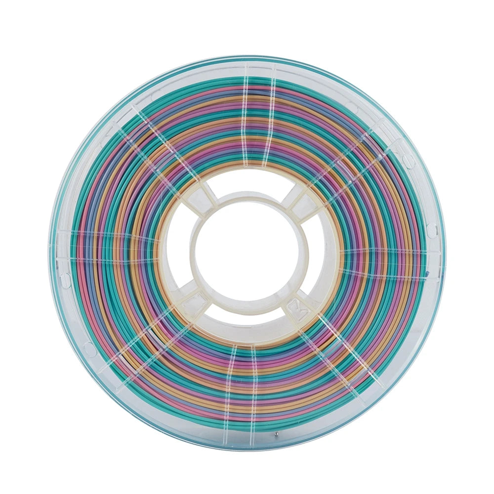 KINGROON Silk PLA Plastic 1kg 1.75mm, New Multicolor Gradient 3D Printer Filament Rainbow PLA Color Chnage, Transparent Spool