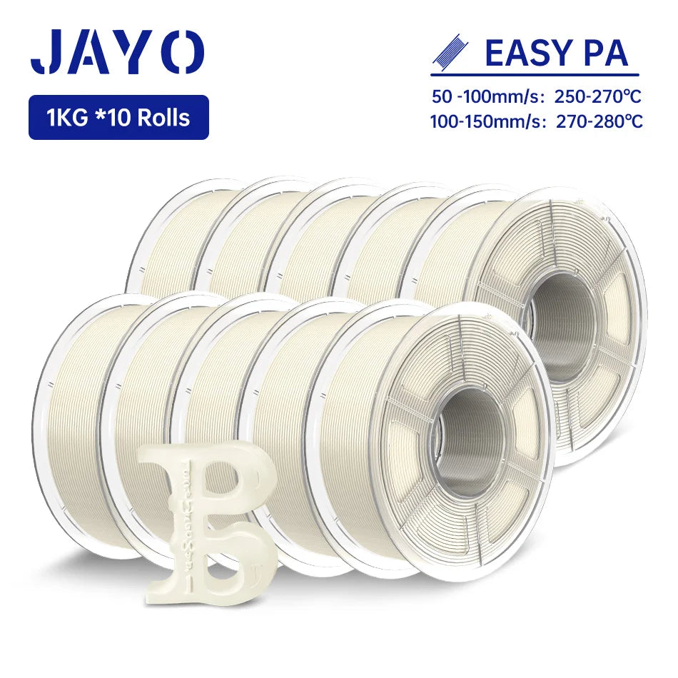 JAYO Easy PA Nylon 3D Filament 1KG 3D Printer Filament Fit Most FDM Printer Polyamide (PA) Nylon Filament Warp-Free Printing