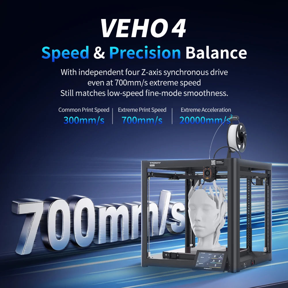 VEHO 4 High Speed 3D Printer Large Build Size 400x400x400mm 3d Printer diy Kit 700mm/s Fast Speed Full-set Printer impresora 3d