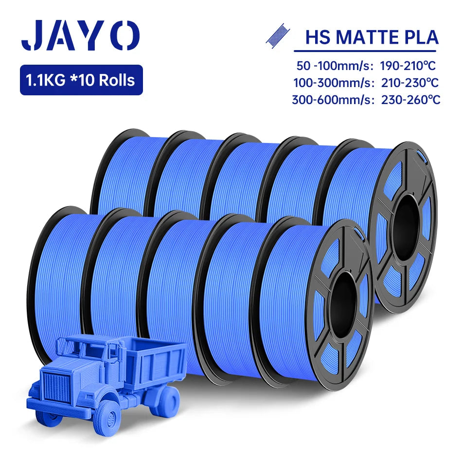 JAYO PLA Classic 3D Printer Filament 1.75mm High Speed Matte PLA 3D Filament 10Rolls/set Neatly Wound Matte Effect 1.1KG/Roll