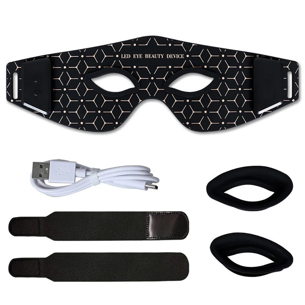 LED Red Infrared Light Eye Mask 630nm 850nm Red Light Therapy with 5 Modes Adjust Massage for Relieve Eye Bag Dark Circle Tool