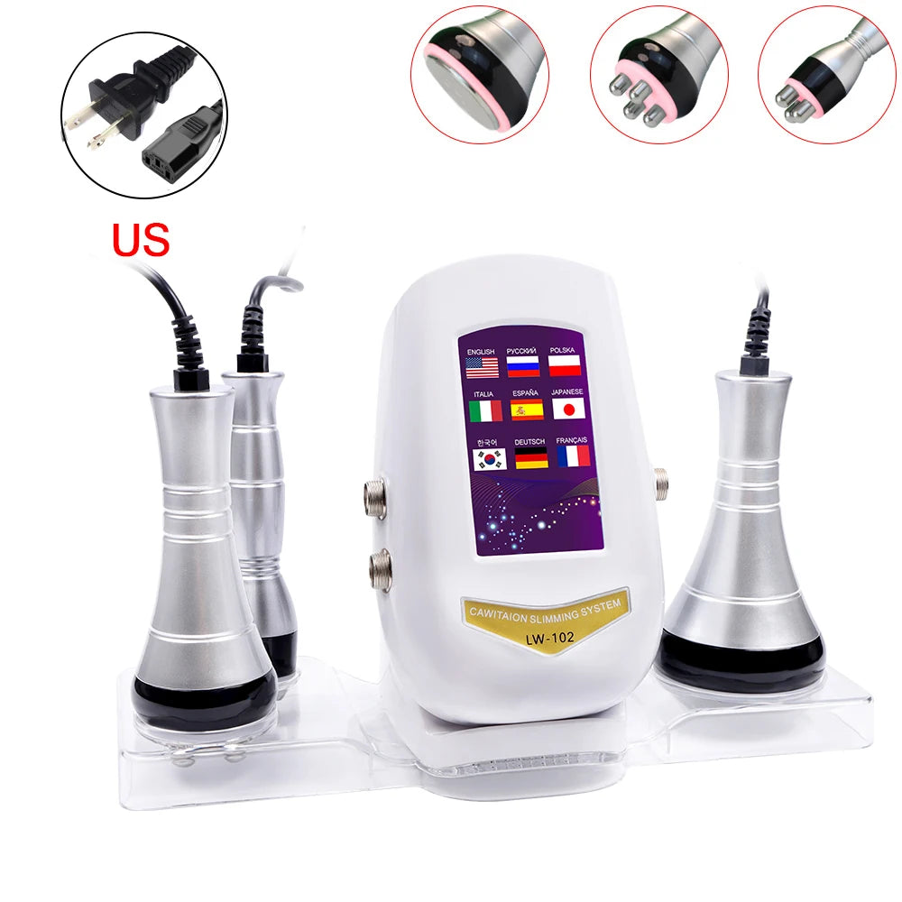 3 In 1 Beauty Body Slimming Massager Cavitation Machine Multi-Functional Device Face Body Tightening Lifting Spa Skincare Tool