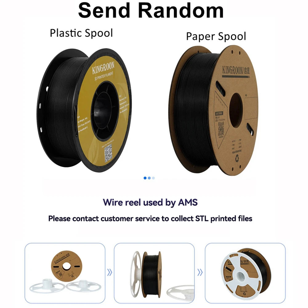 KINGROON 3D Printer Filament PLA PETG TPU ABS 5KG Bundle Black White Gray 1.75mm No bubbles Plastic 5x1kg/Roll , Random Spool
