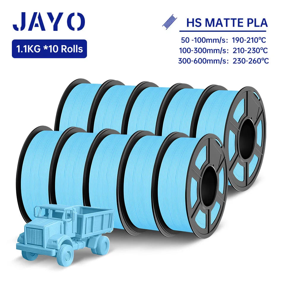 JAYO PLA Classic 3D Printer Filament 1.75mm High Speed Matte PLA 3D Filament 10Rolls/set Neatly Wound Matte Effect 1.1KG/Roll