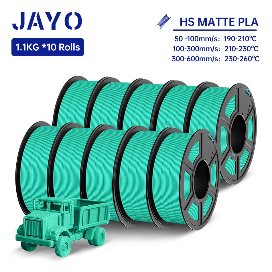 JAYO PLA Classic 3D Printer Filament 1.75mm High Speed Matte PLA 3D Filament 10Rolls/set Neatly Wound Matte Effect 1.1KG/Roll