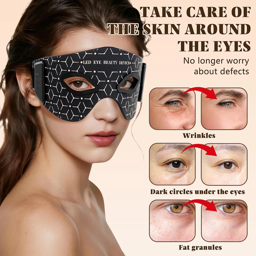 LED Red Infrared Light Eye Mask 630nm 850nm Red Light Therapy with 5 Modes Adjust Massage for Relieve Eye Bag Dark Circle Tool