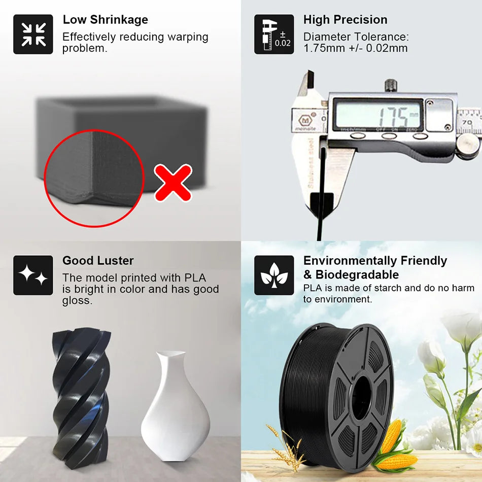 JAYO 10PCS PLA/PETG/ASA/PLA+/ Easy ABS 3D Printer Filament 1.75mm 0.65/1.1KG/Roll 3D Printing Materials for 3D Printer&3D Pen