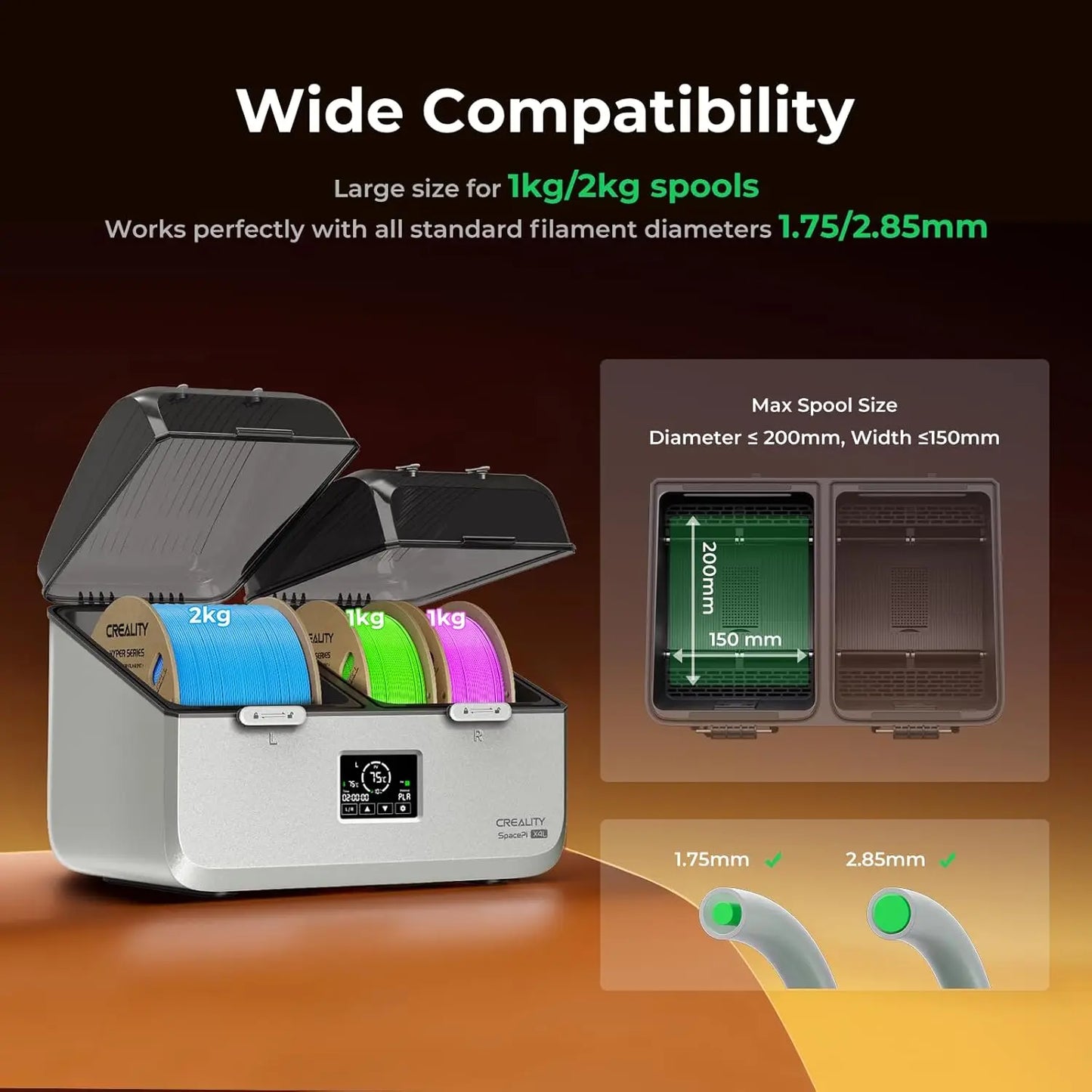 Creality Space Pi X4L Filament Dryer Box,Dual Independent Chambers,75°C Heating,Smart Energy-Saving Mode,Fits PLA,PETG,TPU,etc