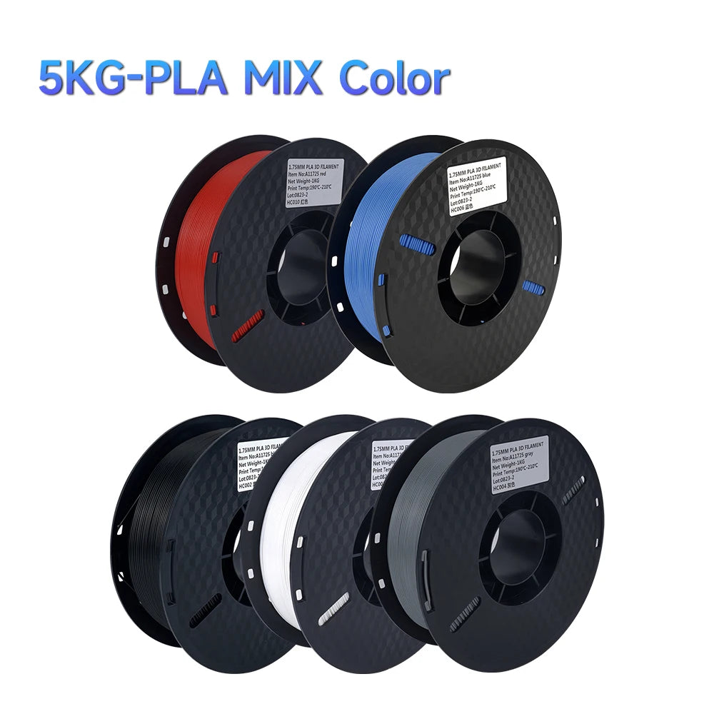 5KG Mix Colors PLA filament 1kg 1 75mm For 3D Printer PLA Material for 3D Printing filamento pla 3D Printer Filament