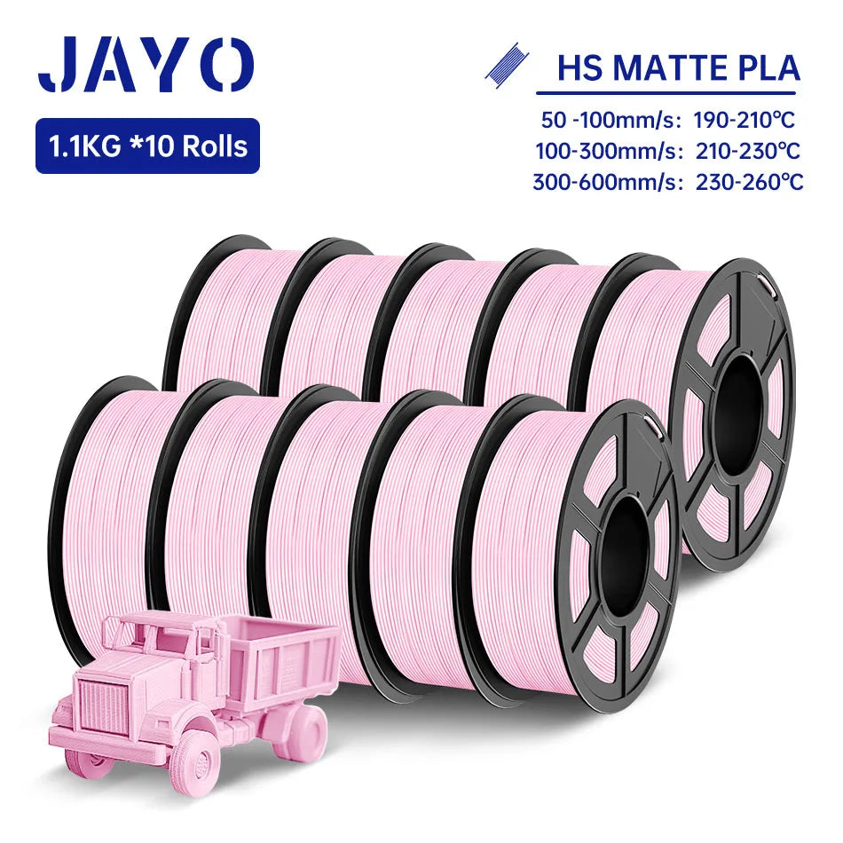 JAYO PLA Classic 3D Printer Filament 1.75mm High Speed Matte PLA 3D Filament 10Rolls/set Neatly Wound Matte Effect 1.1KG/Roll