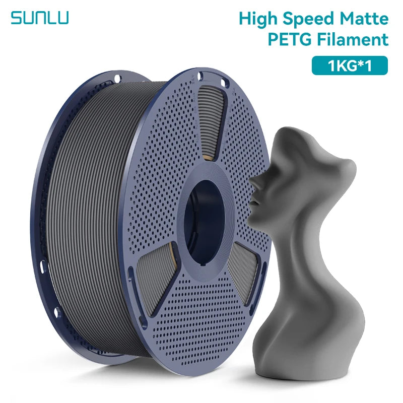 SUNLU Matte PETG 1KG 3D Filament 600mm/s High Speed Matte Finish 1.75mm±0.02mm Neatly Wound PETG for Most FDM Printers